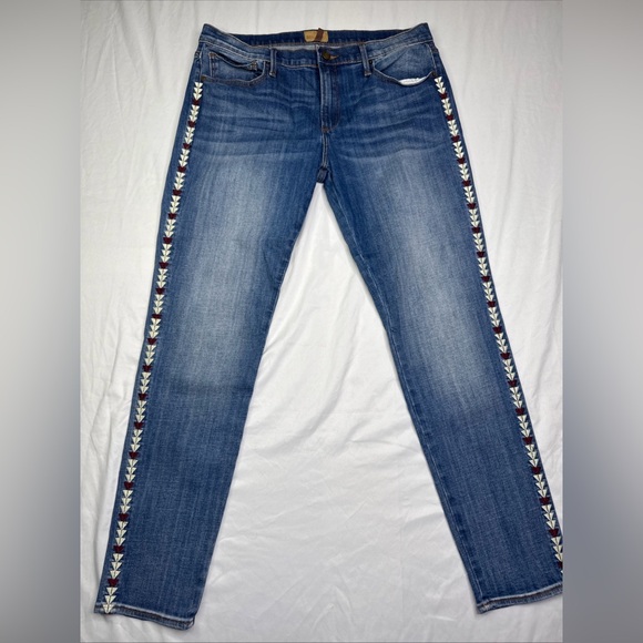 Driftwood Marilyn Jeans Embroidered Aztec Southwest Skinny Fit Blue Denim 31 - Picture 2 of 10